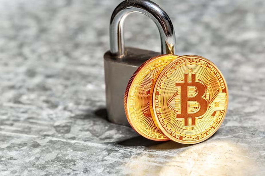 Crypto coin and padlock